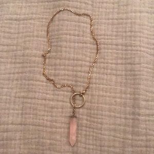 Rose Quartz Lariat Necklace